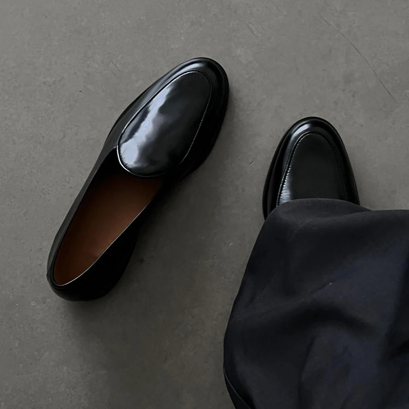 

Black Shoes Men's Increased Commuter Business Formal Retro Casual Leather Shoes Comfortable Breathable round Toe Rubber...