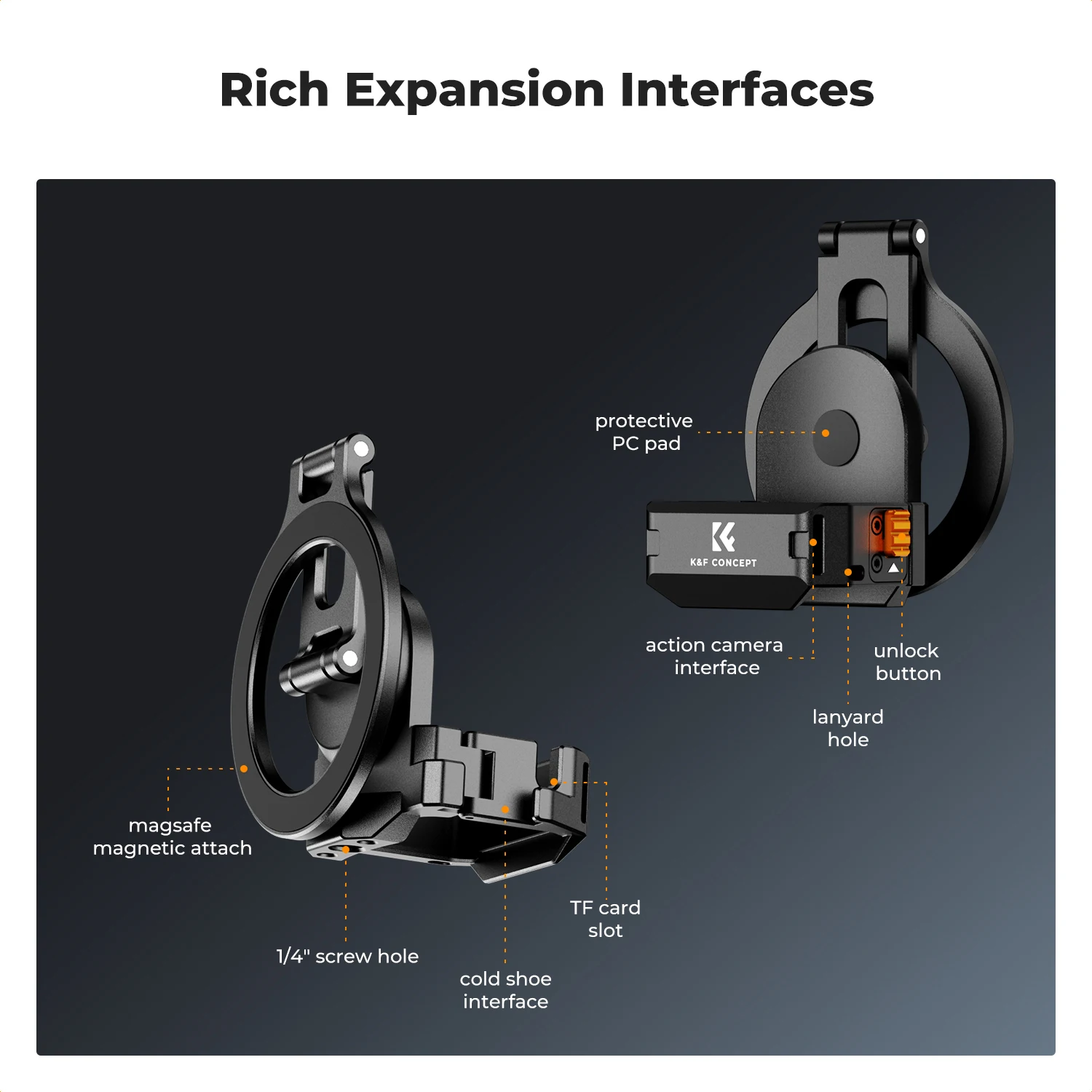 K&F Concept Magnetic Mount Stand for DJI Osmo Pocket 3 Aluminum Alloy Magnet Expansion Adapter Suction Bracket for Osmo Pocket 3