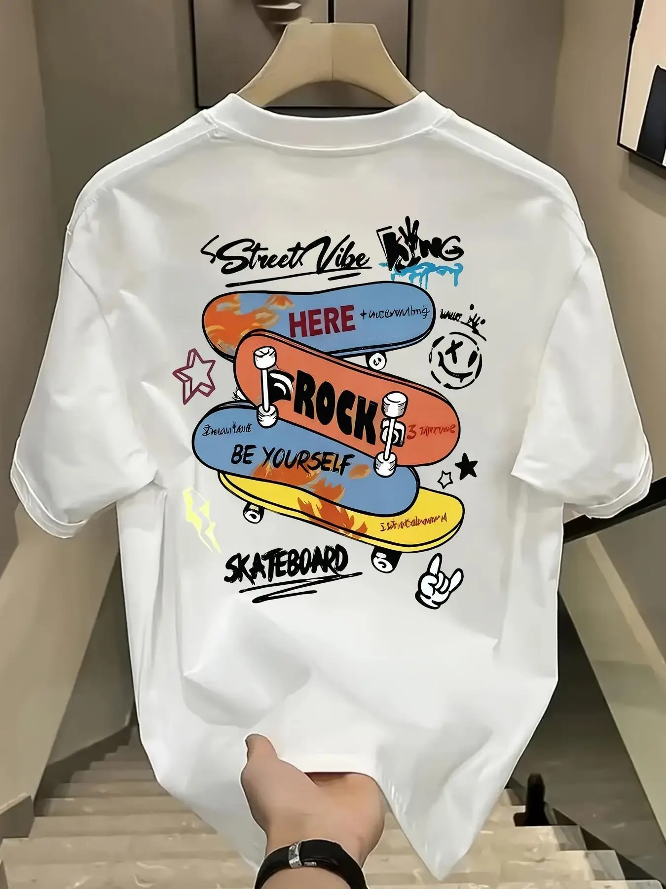 Trendy Screenshot Skateboard Printed Children's T-shirt Pure Cotton Cute Pet Casual Versatile Parent Child Top