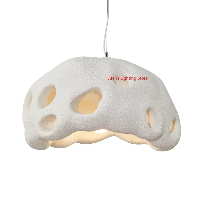 New Design Retro High-Density Polystyrene White Pendant Lamp For Restaurant Dining Room Island Lighting Fixture G80 Bulb