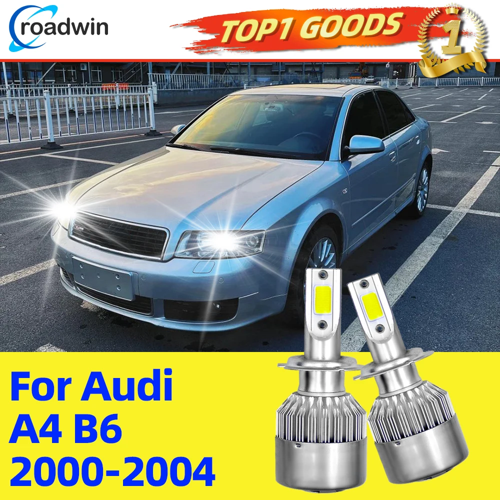 

2 шт. для Audi A4 B6 2000 2001 2002 2003 2004 H7 дальнего света IP68 25000LM 6000K белый чип COB Plug & Play автомобильные лампы