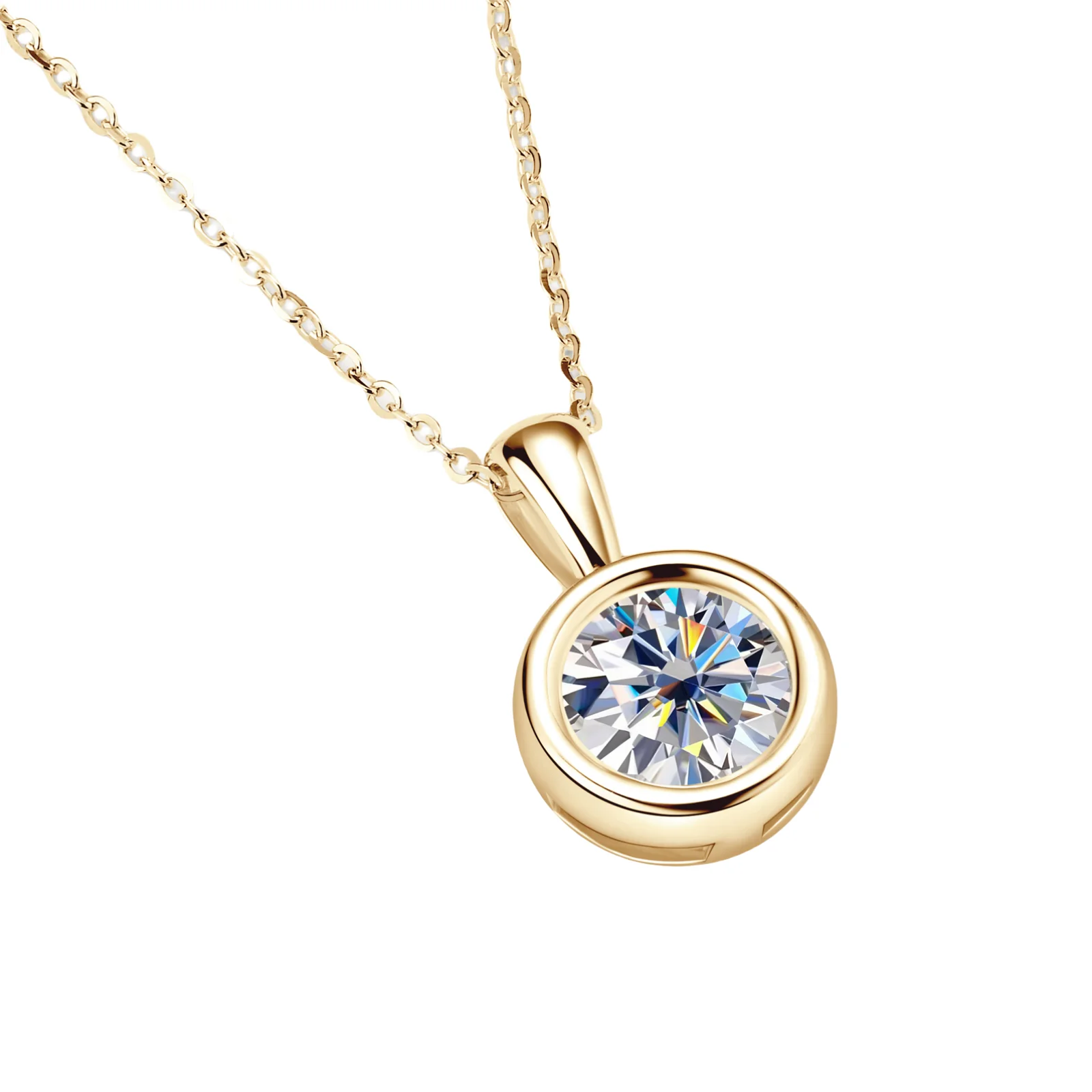 CHBYCHARO 8.0mm D-color VVS1 2-carat Moissanite Necklace Women's Fashion Round Pendant 925 Silver Plated Gold Boutique Jewelry