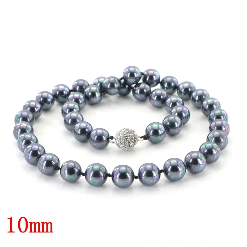 10mm Black South Sea Shell Pearl Necklace AAA Fashion Glamour Woman Girl Birthday Gift Christmas Wedding Jewelry Wholesale 45cm