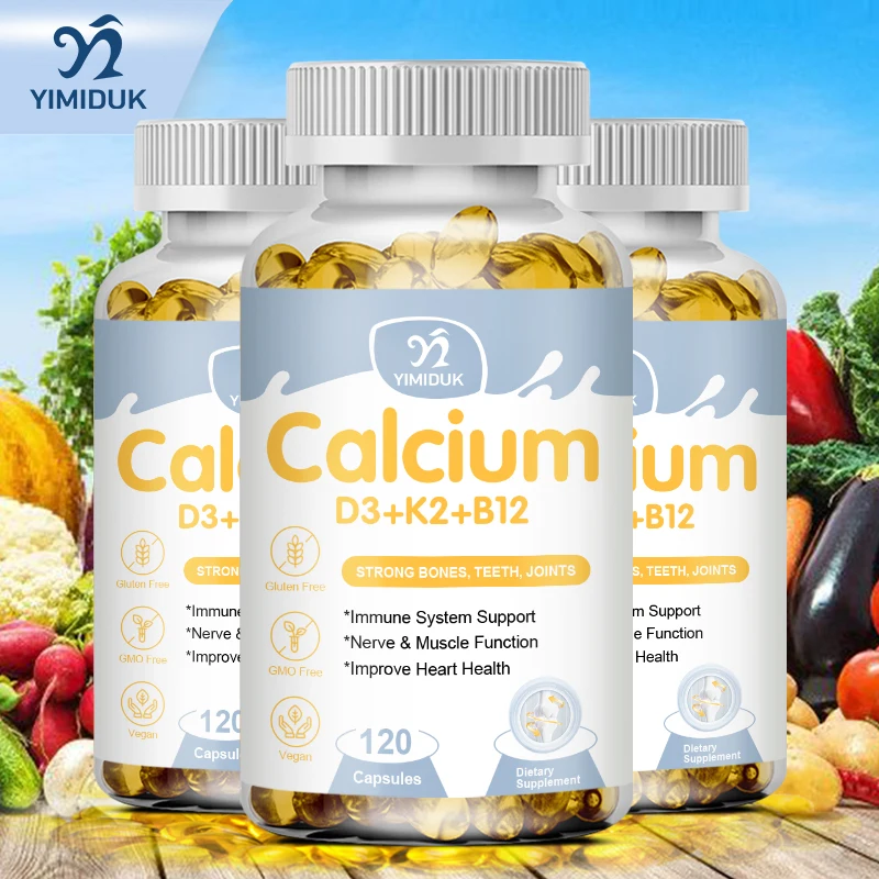 Calcium + D3 + K2 + B12 Capsules - Support Bone And Muscle Health, Replenish Joints