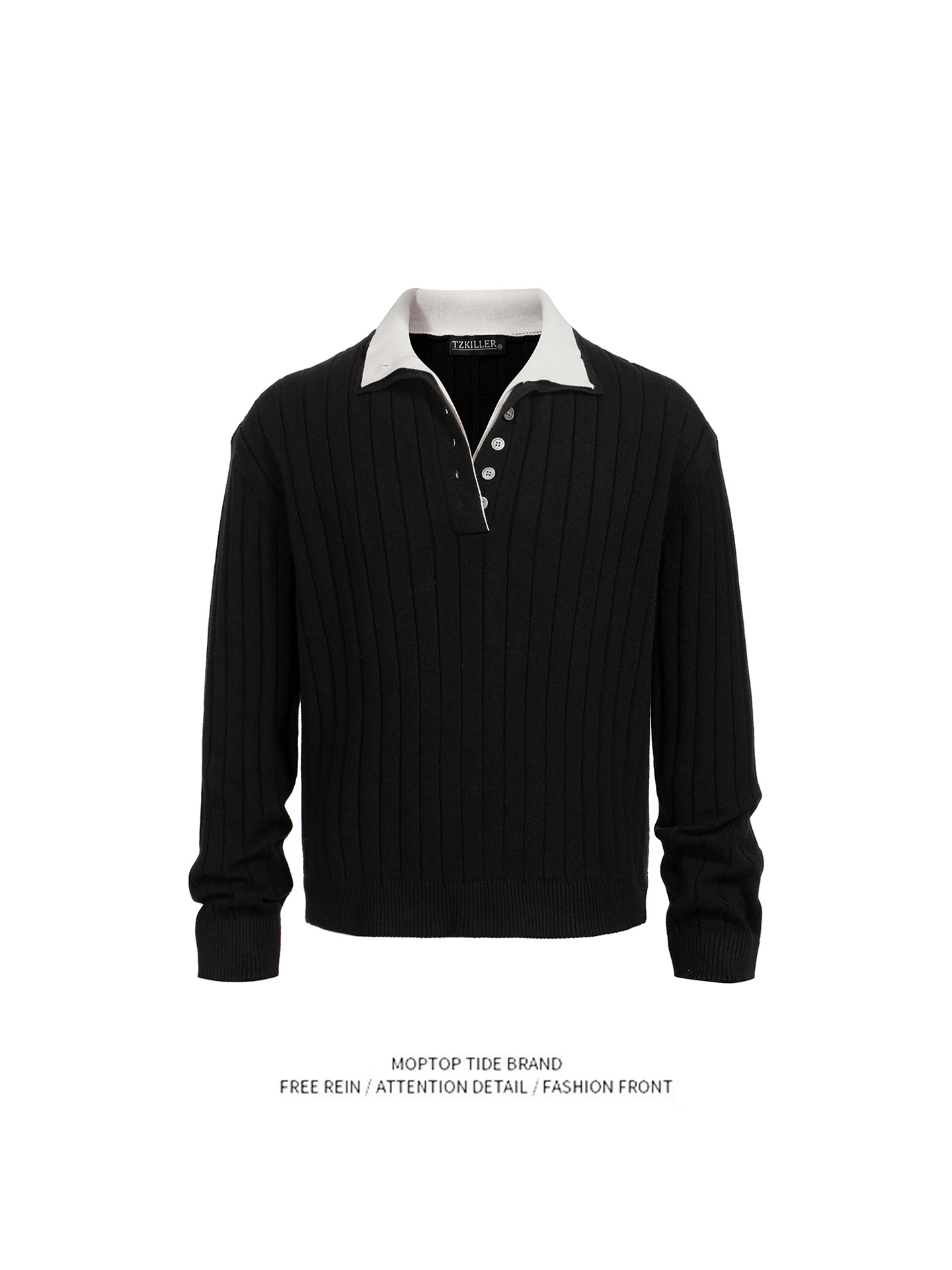 

Американский ретро сращенный цветной свитер с двухслойным воротником, мужской свободный повседневный вязаный свитер для пар, осенняя одежда