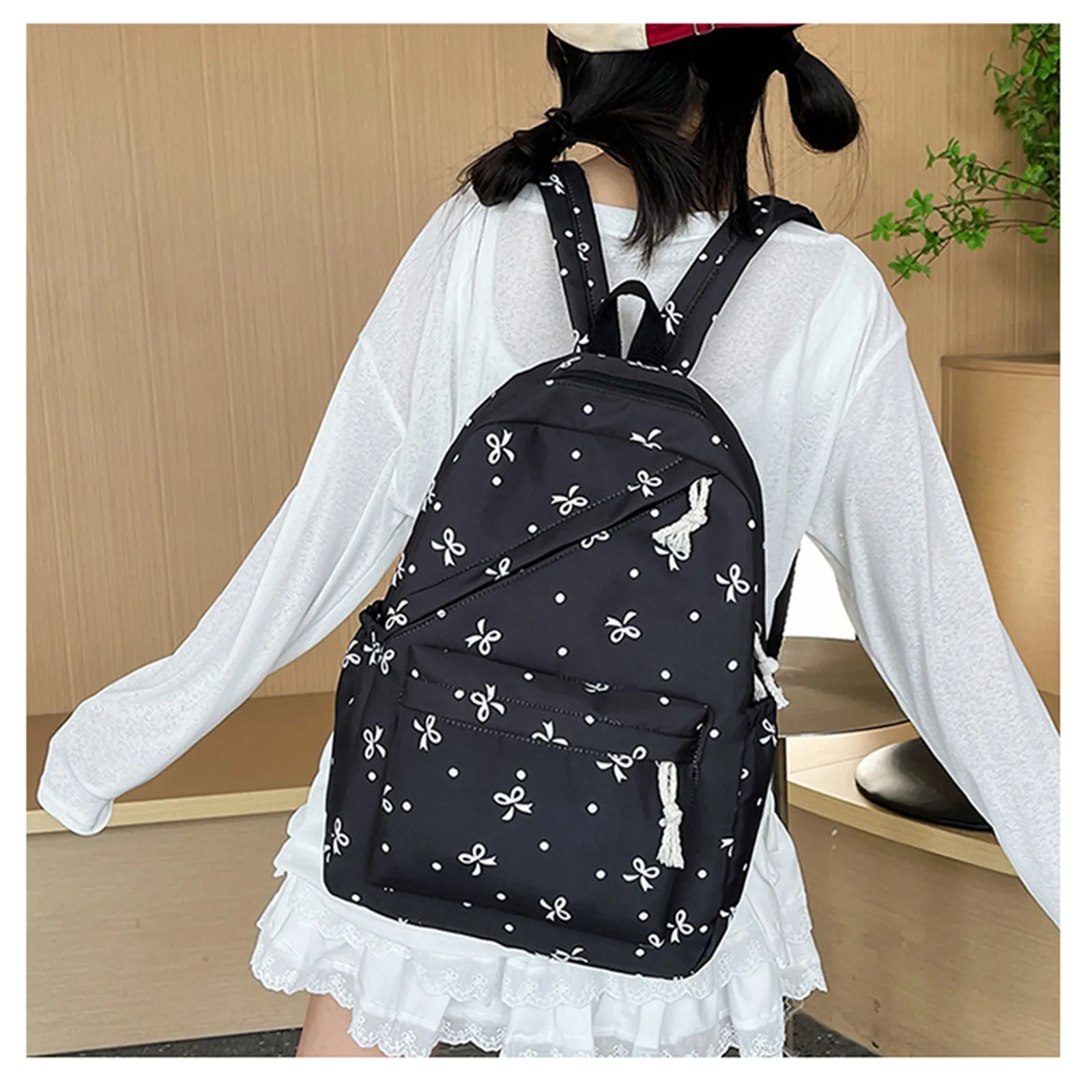 

Large Capacity Backpack Computer Backpack Casual Shoulder Student Backpack Cartoon Multicolor Bowknot School Practical