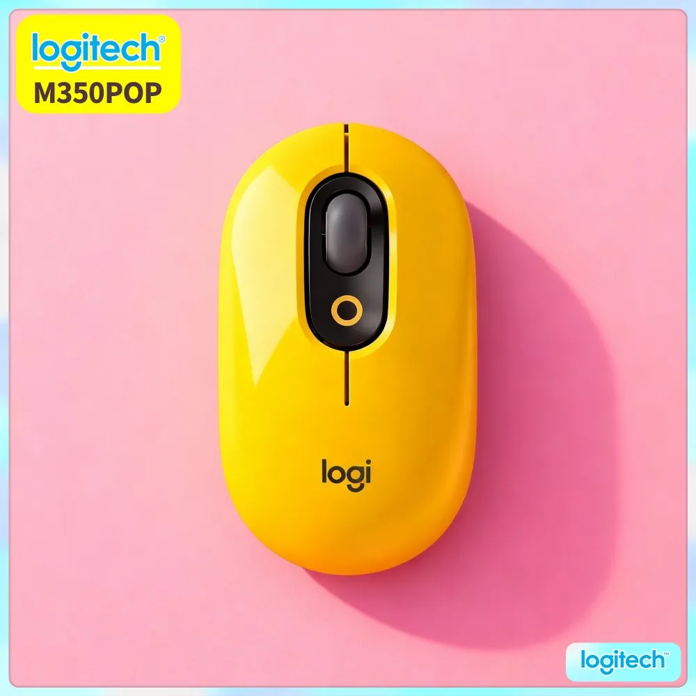 Logitech M350 POP Wireless Mouse Dual Mode Bluetooth 2.4Ghz Silent Click 18-Month Battery For PC Laptop Home Office Use