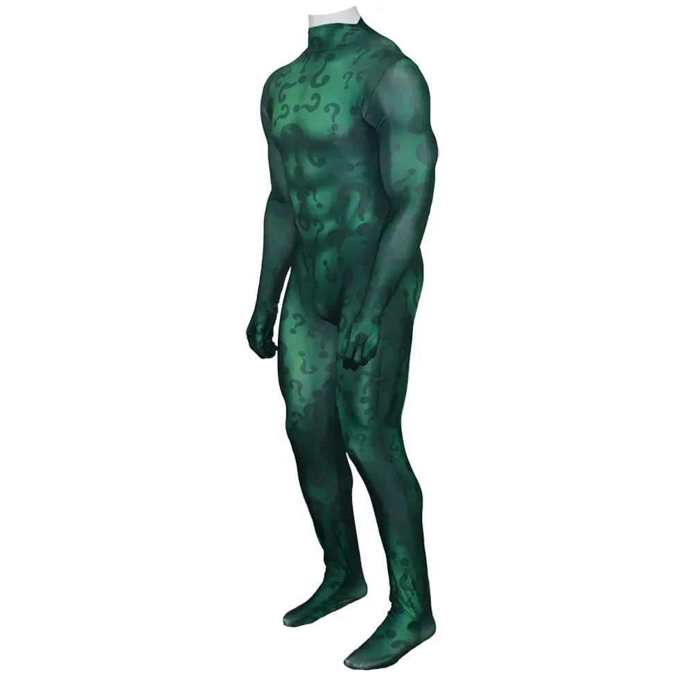 Bat man The Riddler Costume Cosplay Gotham Halloween Costume supereroe Zentai nuoto body 3D stampato tuta Outfit adulto