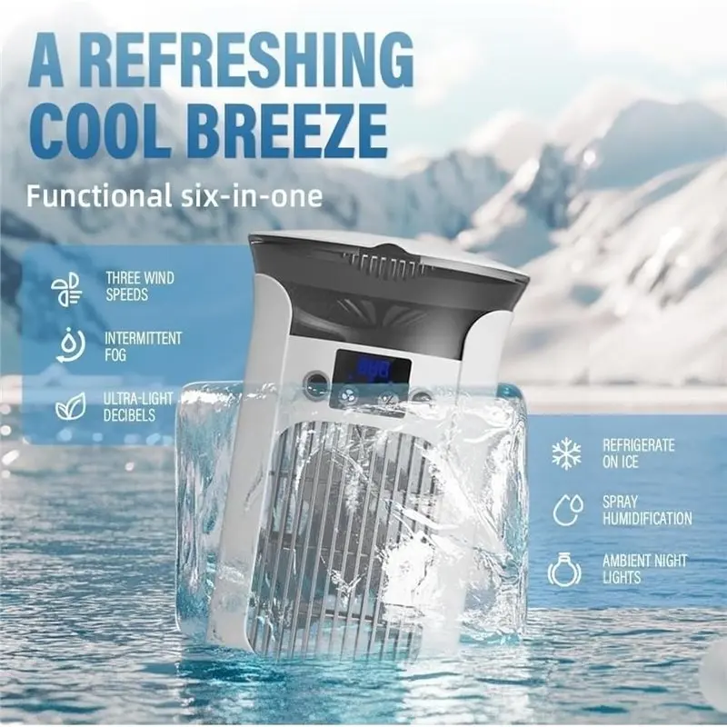A005-Multifunctional 4-In-1 Portable Air Cooler For Room, Evaporative Cooling Fan Mobile Air Conditioner For Home& Travel B