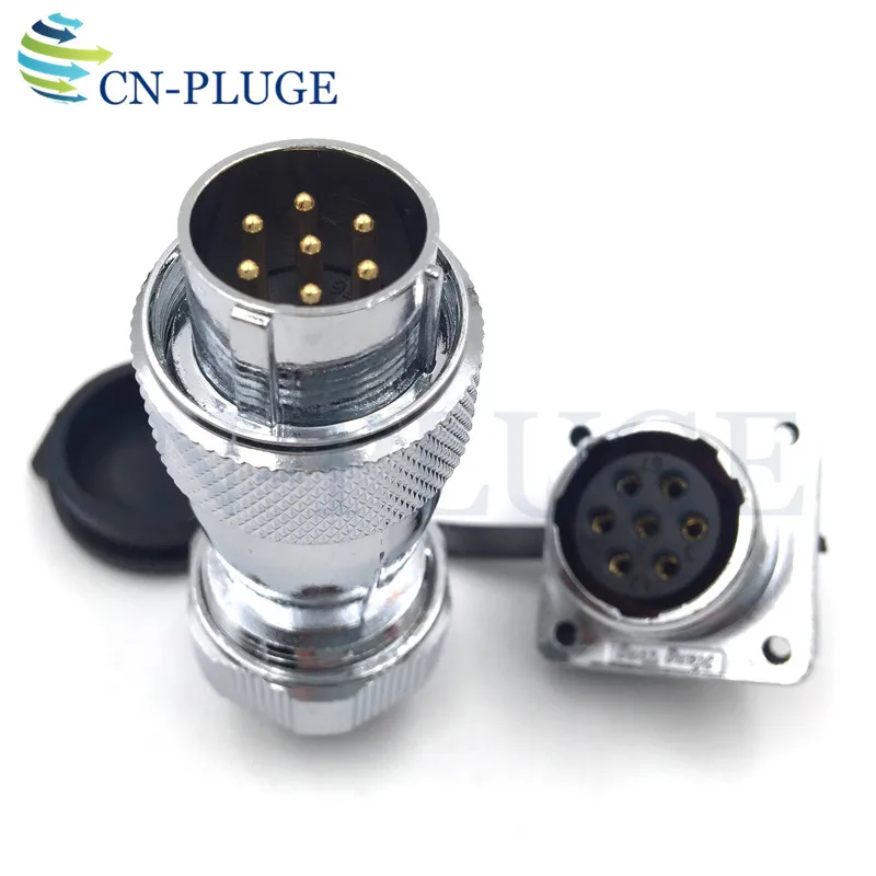 WS20 Connector 2 3 4 5 6 7 8 9 10 12 Pin Industrial Motor Lathe Cable IP67 Waterproof Male Plug Square Panel Female Socket