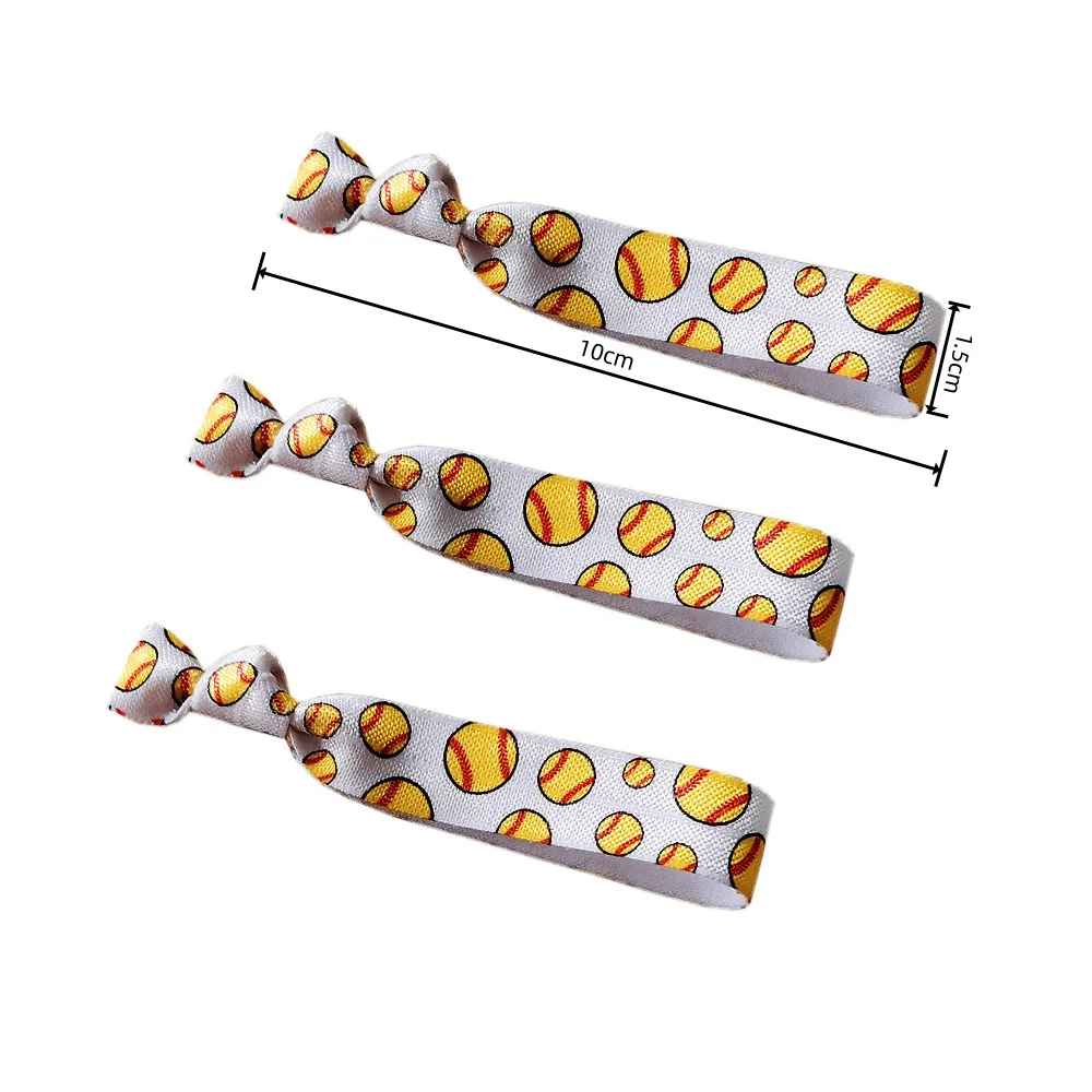 50/200Pcs Football Sports Elastic Hair Tie Bracelets Volleyball Softball Baseball Theamed Ponytail Holder Wristband DIY Headwear