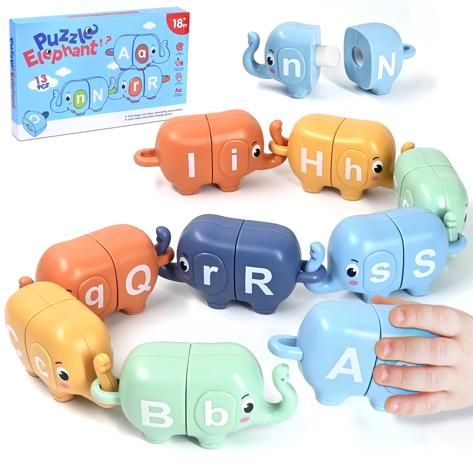 

Elephant Alphabet Matching Puzzle Toys for Toddlers , 13 PCS ABC Learning Game Fun Preschool Educational Classroom Toy