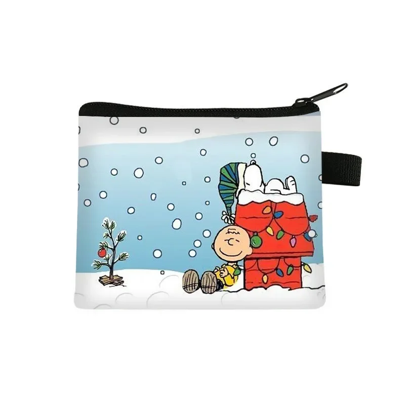 عيد الميلاد سنوبي تشارلي براون الأطفال الكرتون محفظة نسائية للعملات المعدنية لطيف الرسوم المتحركة محفظة صغيرة صبي فتاة صغيرة تغيير سماعة حقيبة التخزين