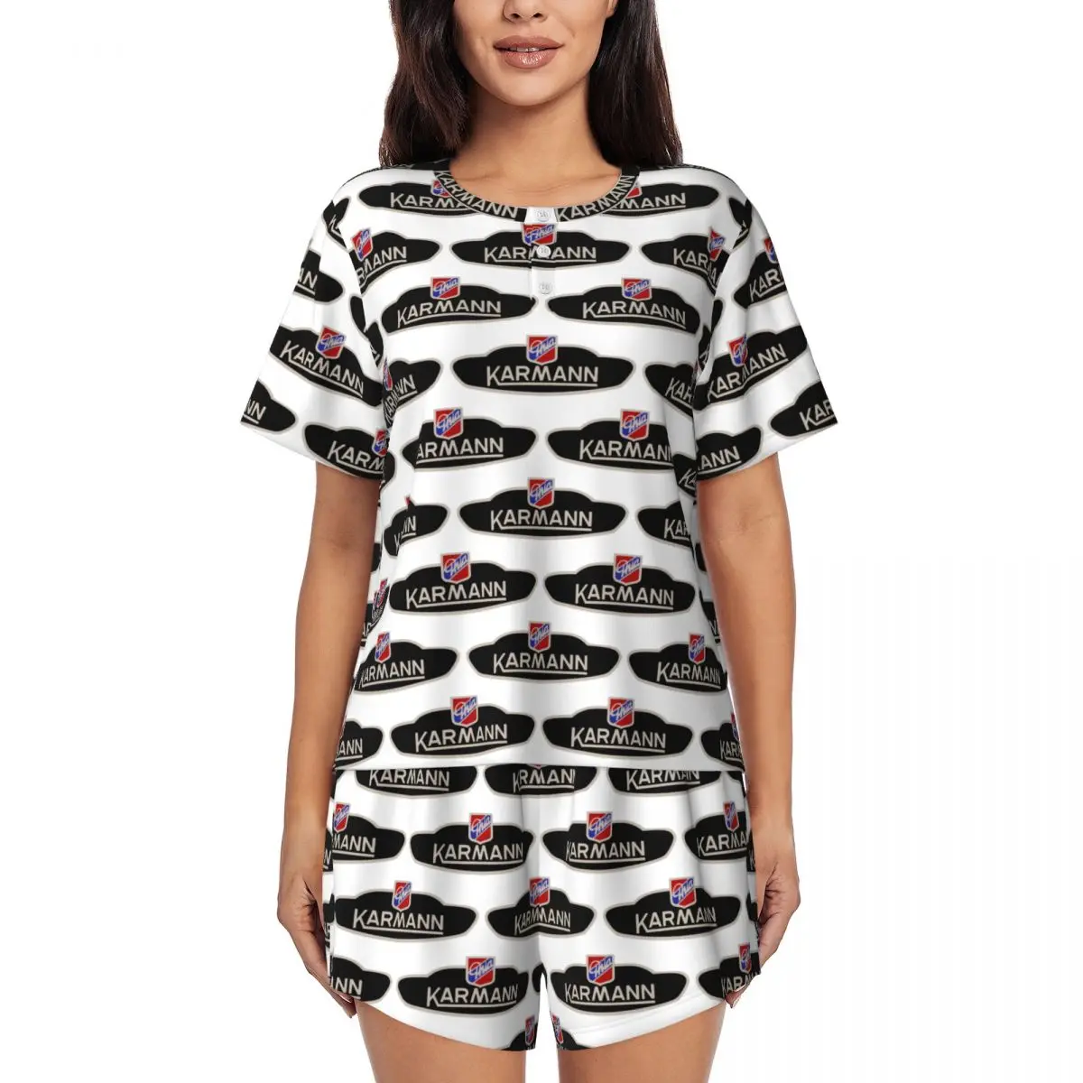 

Ночные рубашки Karmann Ghia с круглым вырезом и короткими рукавами, женские мягкие пижамные комплекты с короткими штанами