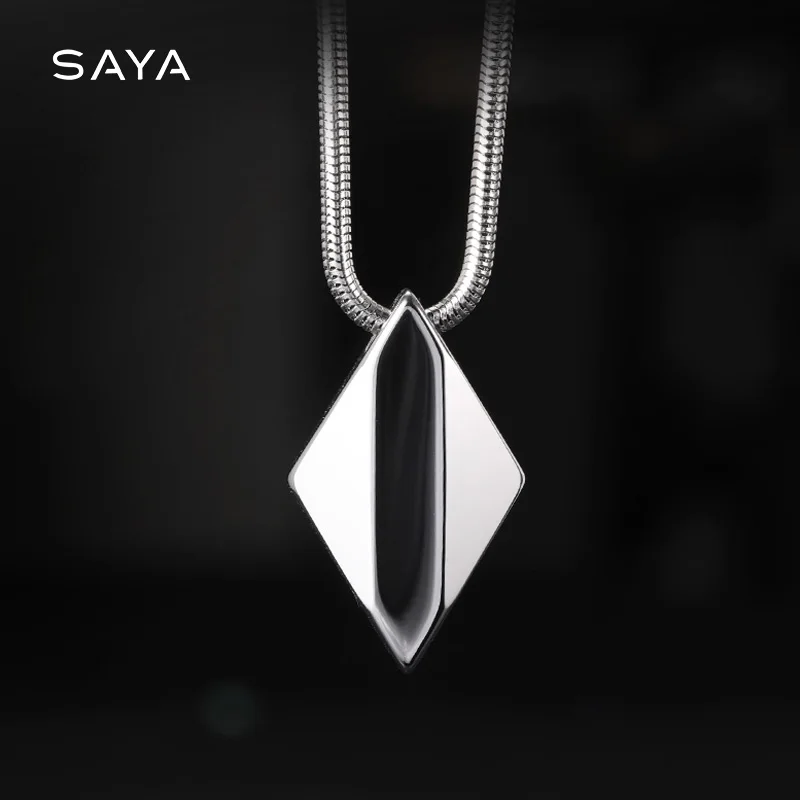 Male Pendant Necklace for Man with 45/50/55cm Chain,High Polished Tungsten Carbide Engraving Lettering
