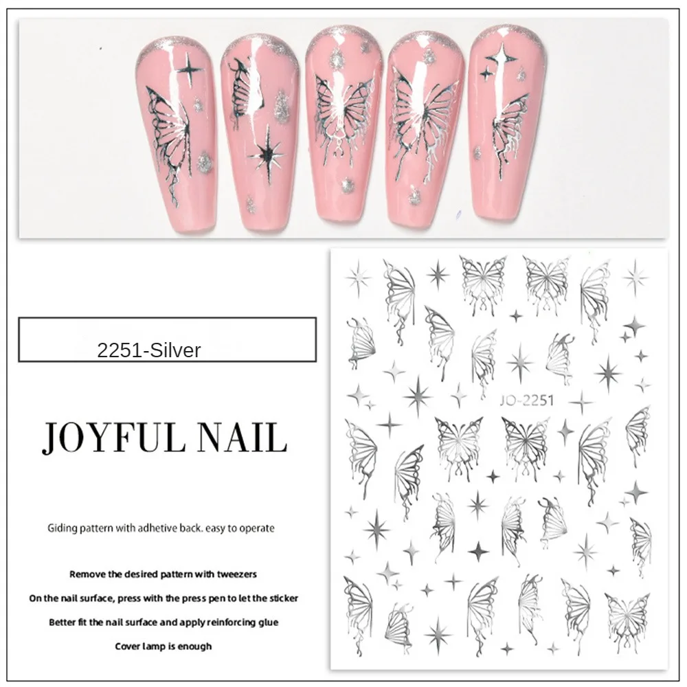 Design oco Fácil de usar Nail Art, único e criativo, Hot-selling elegante, popular borboleta, decoração de unhas na moda, 10 PCs, 20 PCs, 30PCs