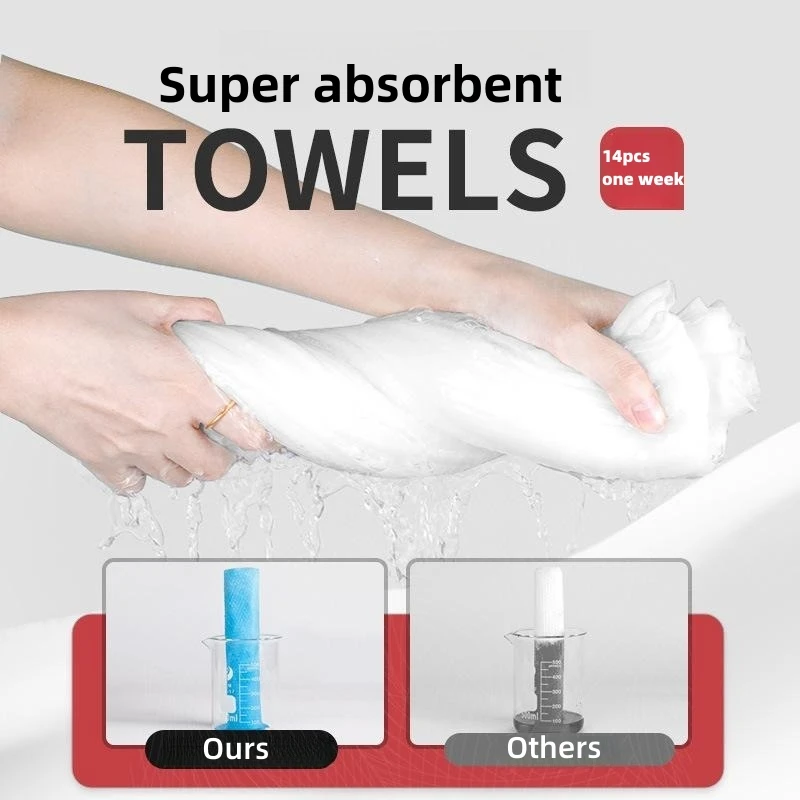 14Pcs/Box Compressed Towel Travel Disposable Face Towel Cleaning Quick Drying Pure Cotton Non-Woven Fabric Wipes Makeup Towel