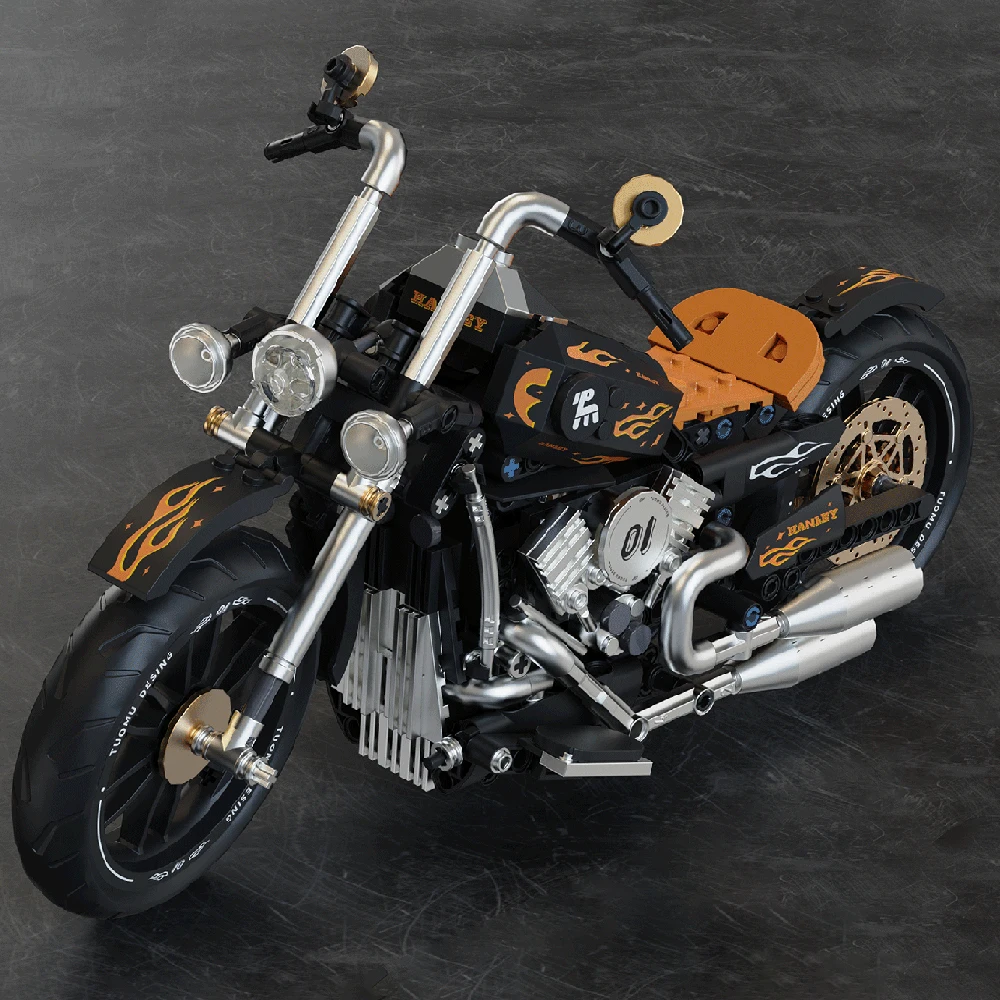 مجموعة مكعبات بناء الدراجات النارية الكلاسيكية الرجعية مجموعة نماذج تقنية للبالغين والأطفال ألعاب تعليمية جذعية هدية للأولاد