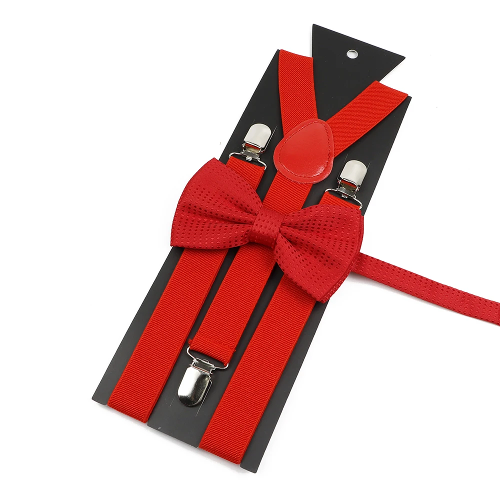 Men's Kids Solid Color Suspender Bowtie Set