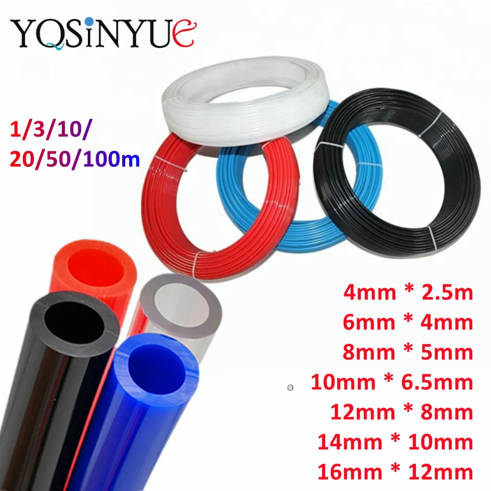 1 3 10 Meter 8mm 6mm 4mm 10mm Air Hose Pneumatic Tube Pipe PU Hoses 12mm 14mm For Compressor Polyurethane Tubing 6x4 12x8 8x5mm