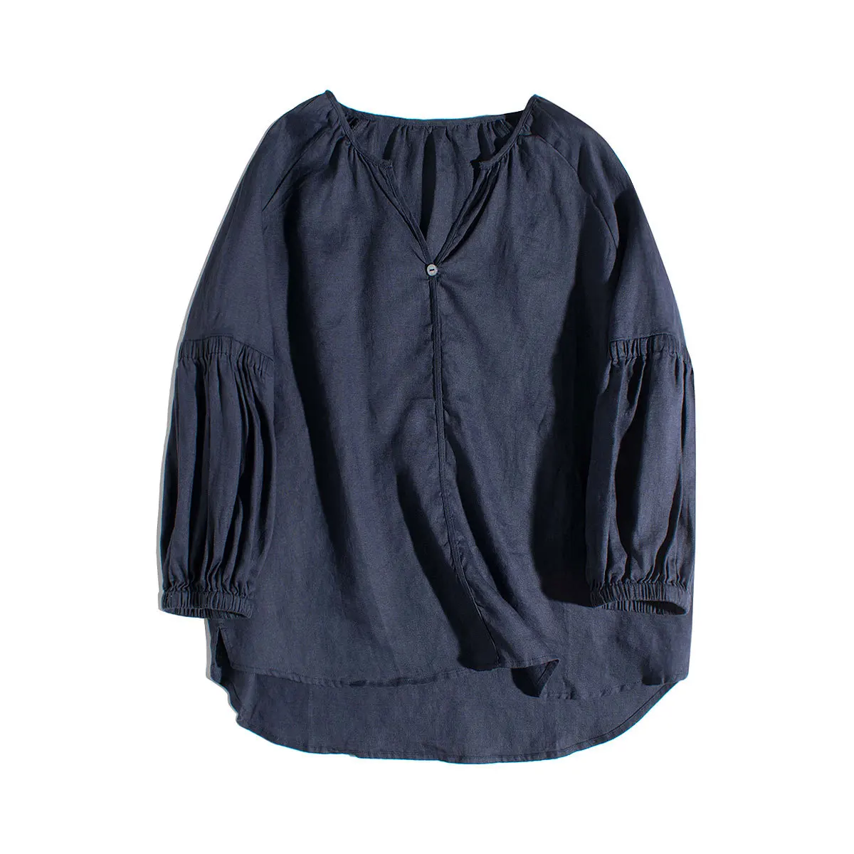 

Spring and summer women's casual solid color V-neck loose T-shirt