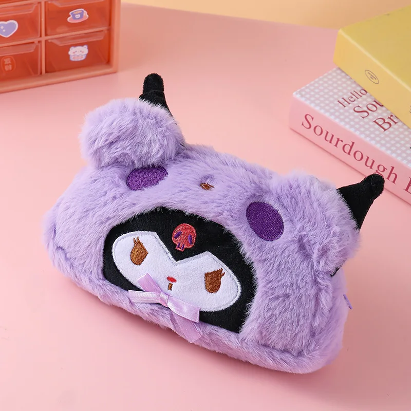 Bonito olá kitty lápis caso moda dos desenhos animados anime kuromi pelúcia cinnamoroll saco de cosméticos estudante papelaria presentes do feriado