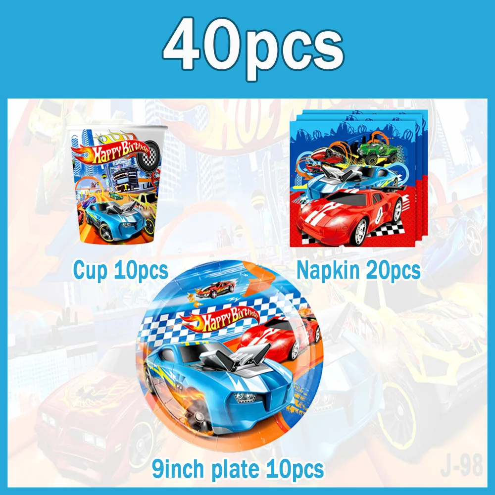 Jungen Rennwagen Geburtstagsdekorationen Karierte Flagge Tischdeko Banner Cupcake-Topper Kinder Rennauto Themenparty Zubehör – Detail 5