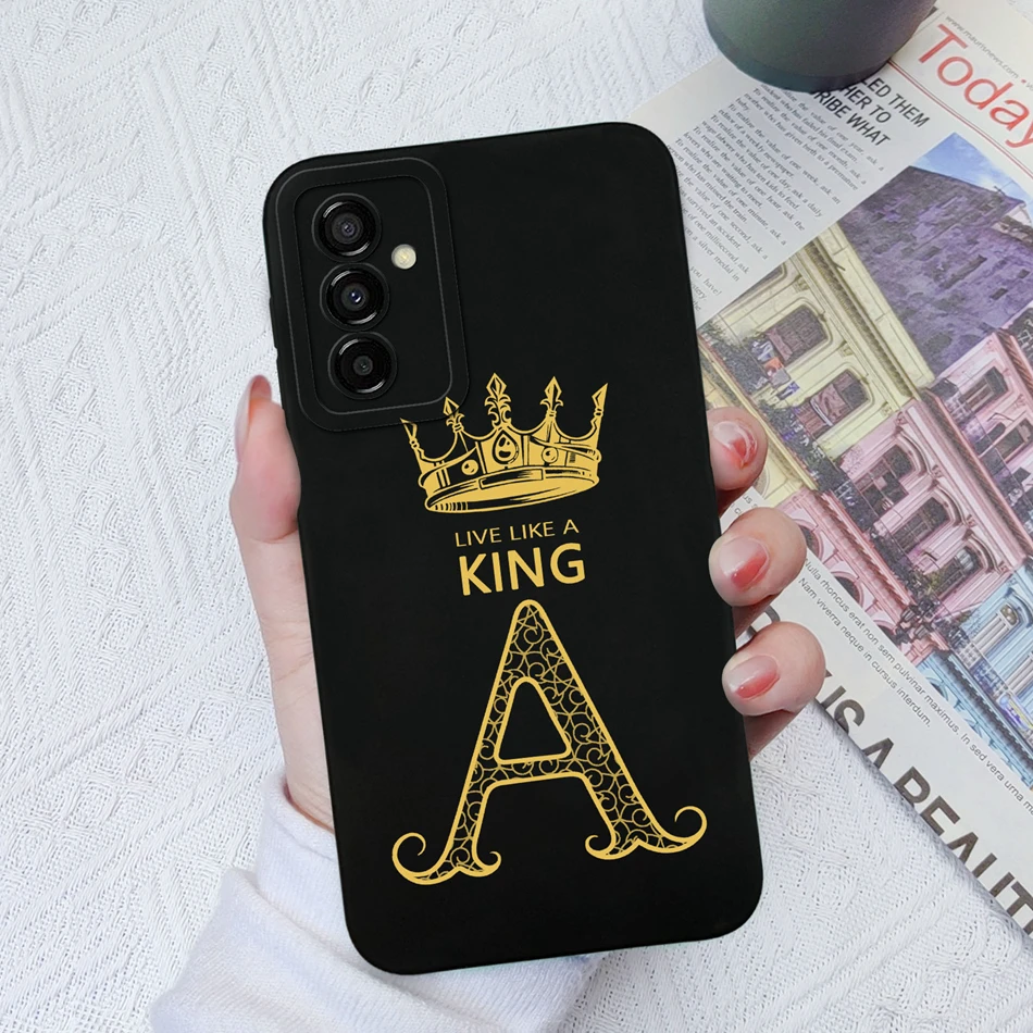 Case For Samsung Galaxy M54 M34 5G Crown Couple 26 Letter Soft Liquid Silicone Phone Cover For SamsungM34 M54 M 54 Bumper Fundas