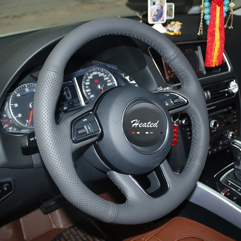 Steering Wheel Cover for 2013 2014 2015 Audi Q3 Q5 Breathable Microfiber Leather Braid on The Steering Wheel Car Styling