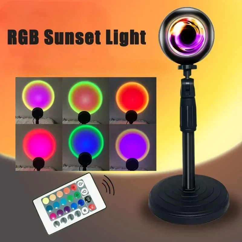 16 Colors RGB USB Sunset Light Photography Sunset Lamp Rainbow Neon Night Light Projector Photography with Remote