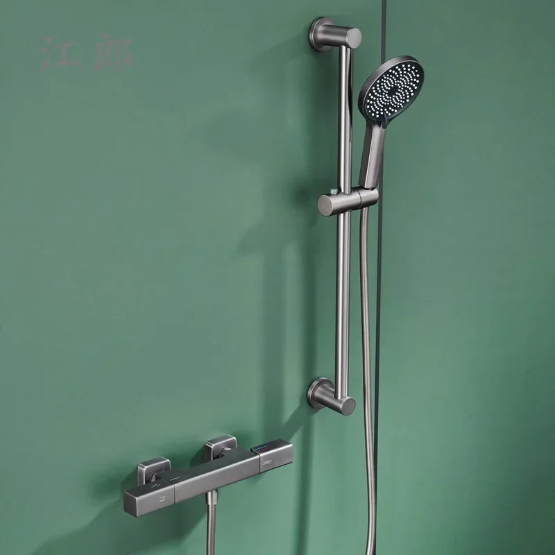 Bathroom Shower Faucet Set Wall Mounted Rose Gold Brass Shower Set Black Gray Finished Modern Styel New