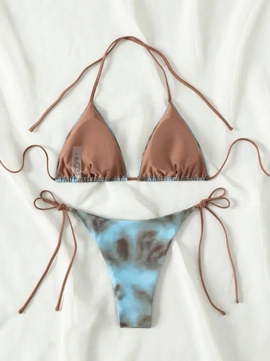 Tie Dye Bikins 2024 Mini mikro stringi Bikini damskie stroje kąpielowe damski strój kąpielowy Bikini dwuczęściowe strój kąpielowy