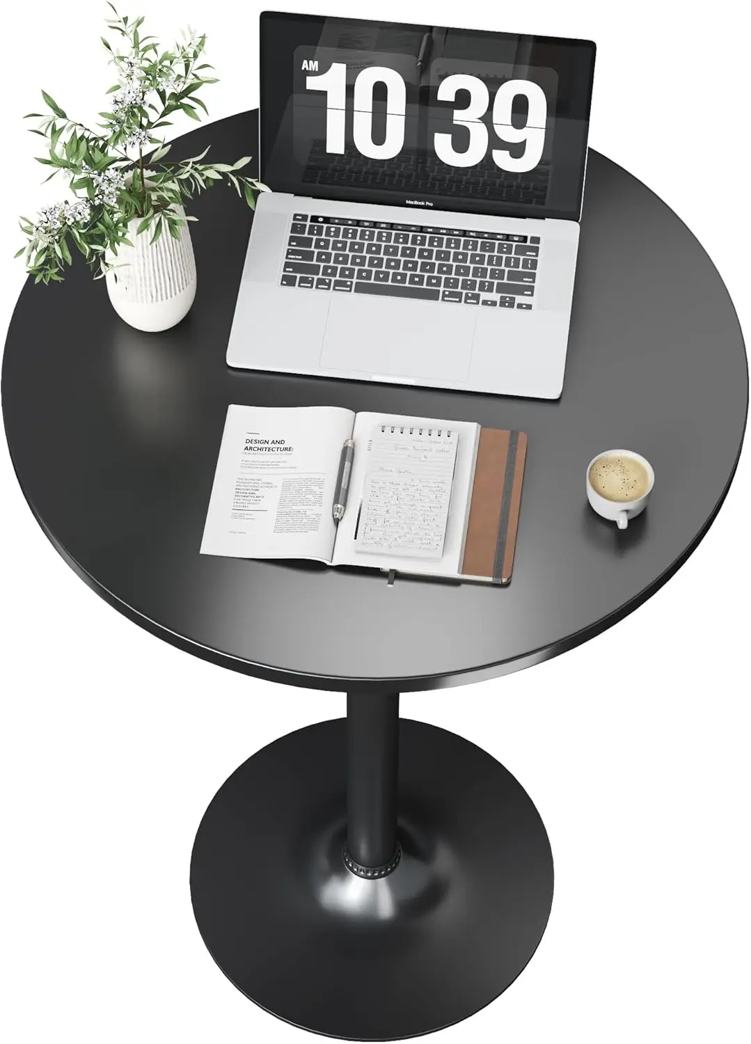 Round Bistro Pub Table 2 Pack Modern Style Metal Base MDF Top Cocktail Bar Table Counter Bar Height for Pub, Dining Room, Party