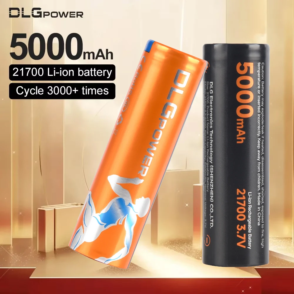 DLGPOWER 3.7V 21700 Battery 5000mAh High Capacity Fast Rechargeable Li-Ion Flashlight Batteries Quadcopter High Power