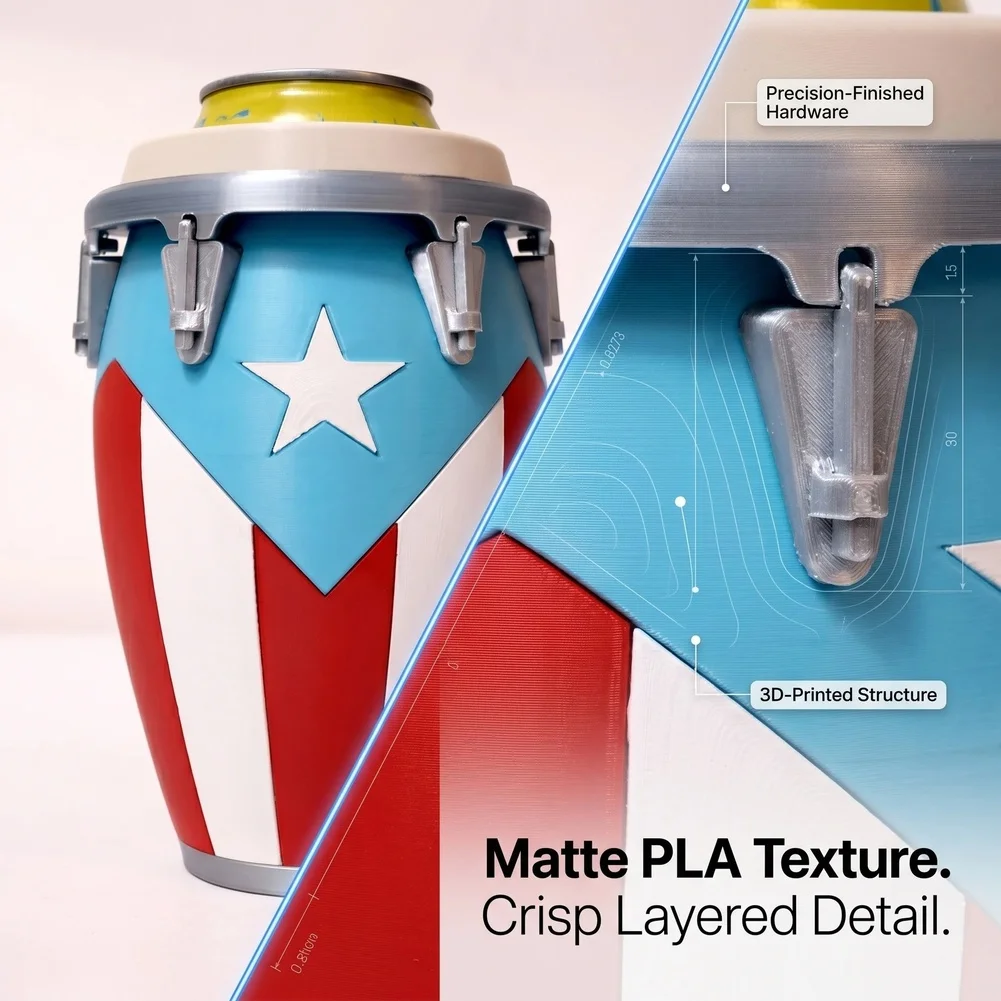 16.5x10x10cm 3D Printed Can Holder For Conga Drum Lovers, Minimalist PLA= Cup Stand For Home Bar Parties Decoration