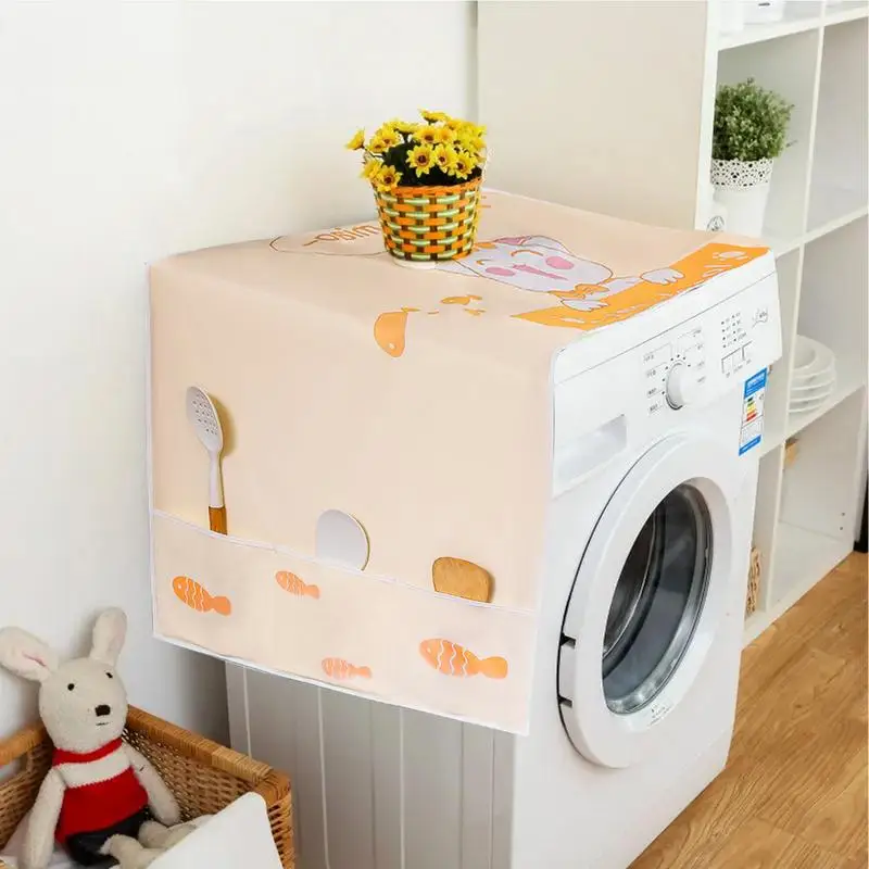 Refrigerator Dust Cover Freezer Cover Dustproof Cute Washer Dust Cover 70.9x24.4in Fridge Protector Scratch-Proof Dryer Mat For