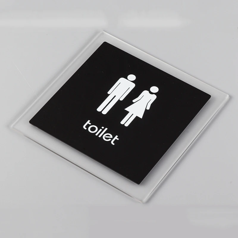10CM No Smoking Toilet Sign Sticker Black Public Place Ban Logo Acrylic Wall Stickers Rubber Sticker