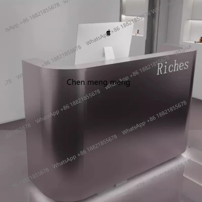 衣料品店 ステンレス製バーカウンター 店舗のレジカウンター シンプルな理髪店 美容室 フロントデスク