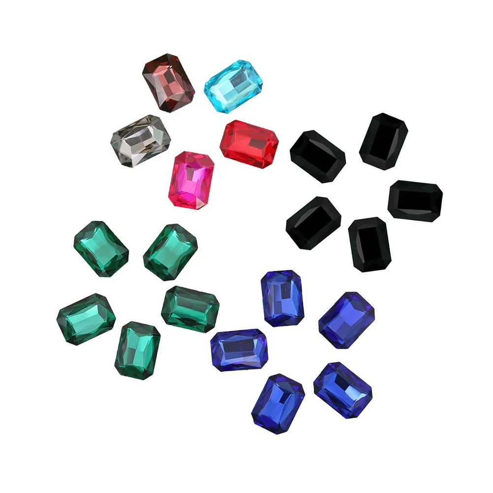 50Pcs Octagonal Glass Drills Colorful Rhinestones DIY Accessories Nail Art Home Decor Fashion Jewelry Colorful Rhinestone