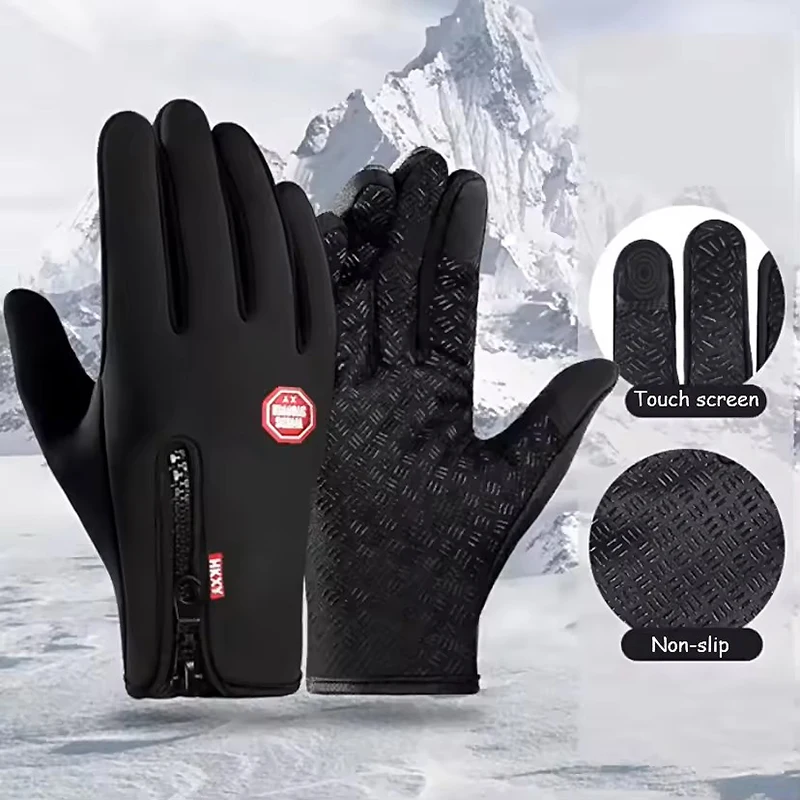1 paire de gants de moto chauds pour hommes et femmes, Fitness d'hiver, conduite en plein air, écran tactile, gants épais imperméables