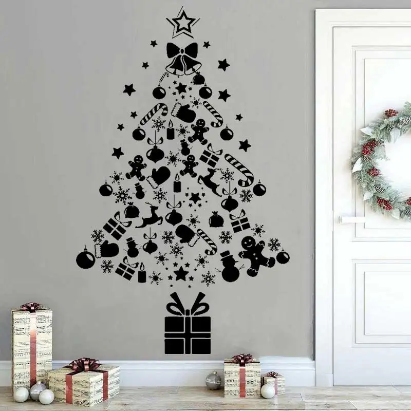 Christmas Decoration Bedroom Room Decoration Indoor Vinyl Wall Sticker Holiday New Year Christmas Gift Cuttable Split Decal SD01