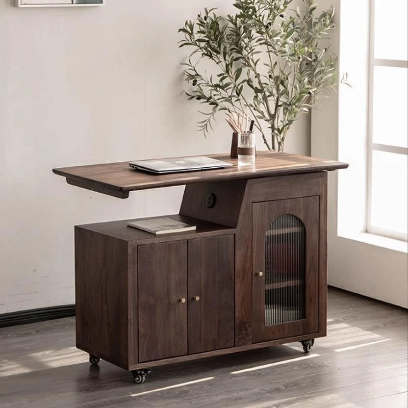 North American black walnut, living room sofa, side cabinet, removable for home use, rotating small table