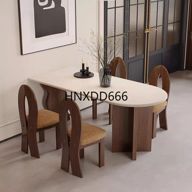 Medieval style household semi-circular island dining table integrated