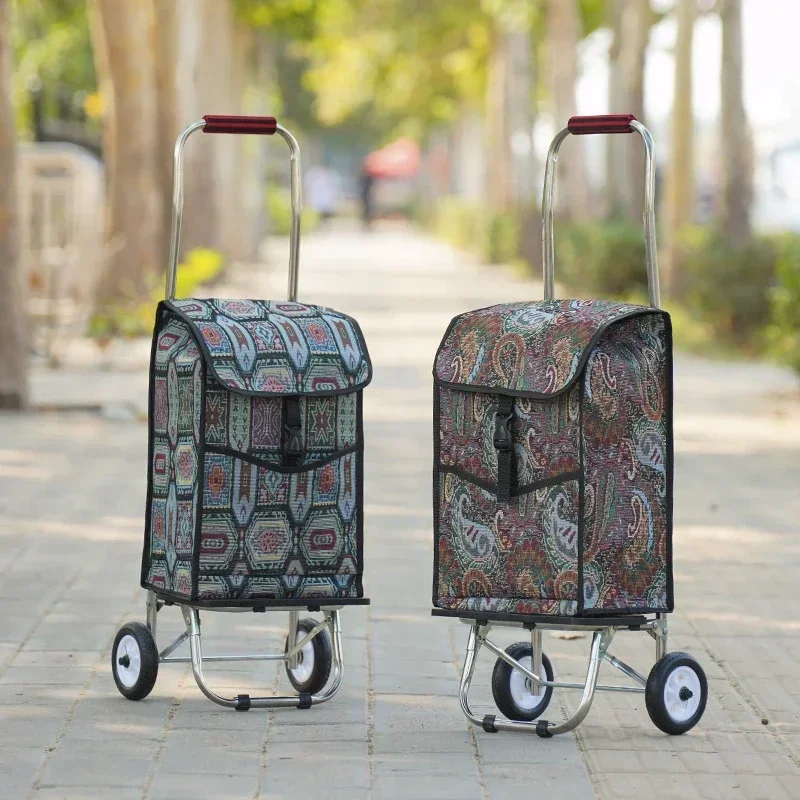 

Новая модель складной тележки для покупок в супермаркете/на рынке овощей, с рамой из нержавеющей стали, телескопической ручкой, премиум-класса