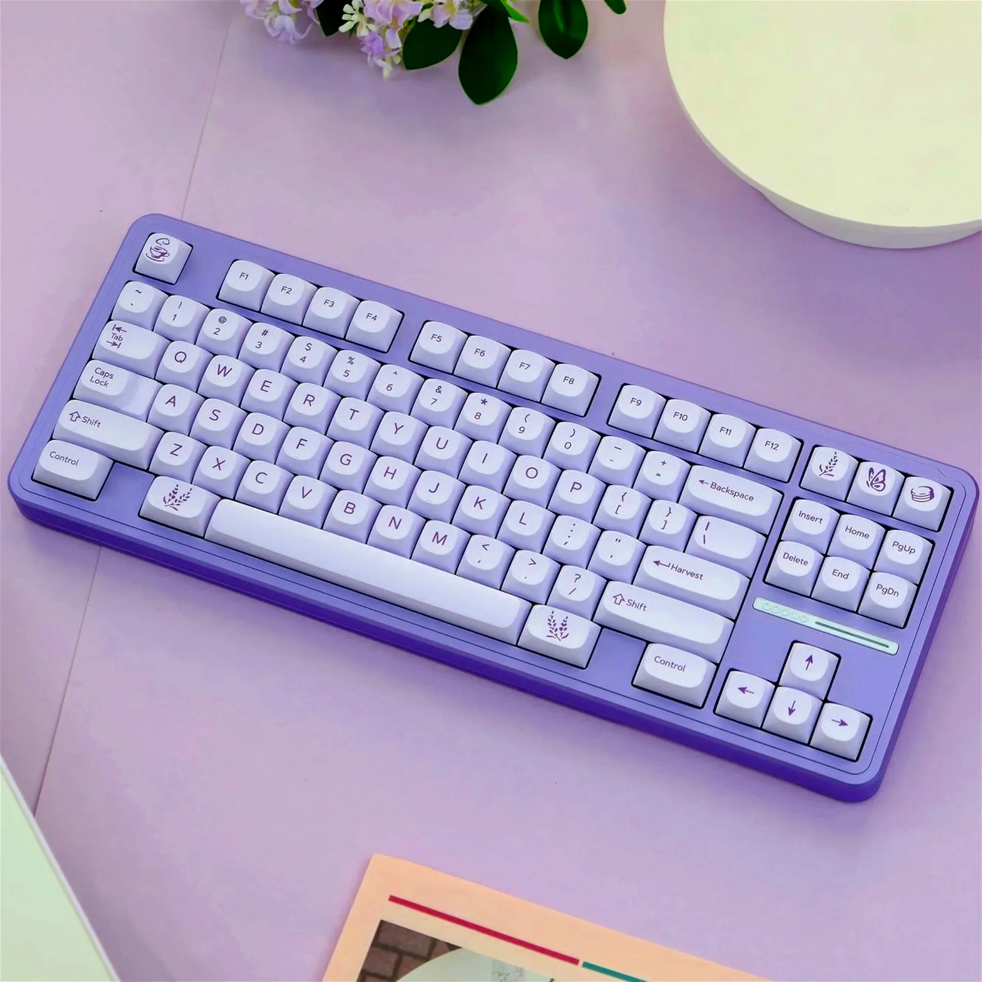 

Lavender MA Keycap Set PBT 120 Keys Light Purple Simple Personalized for MX Switch 60/84/90/104/108 Layout Mechanical Keyboards