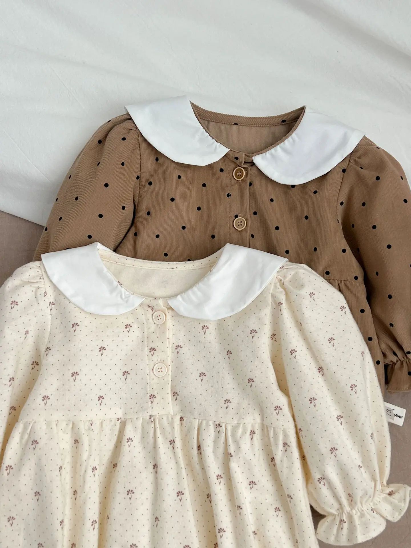 2024ins spring new Korean style baby girl polka dot small floral bag fart cotton baby clothes triangle romper