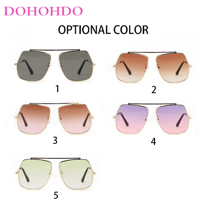 DOHOHDO-gafas de sol cuadradas de polígono Irregular para hombre y mujer, lentes de aleación de moda, gradiente femenino, UV400, tonos de Puente único