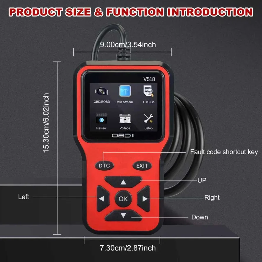 V518 OBD2 Diagnostic Scanner Auto Car Code Reader And Scanner Vehicles' Health Inspection Tool