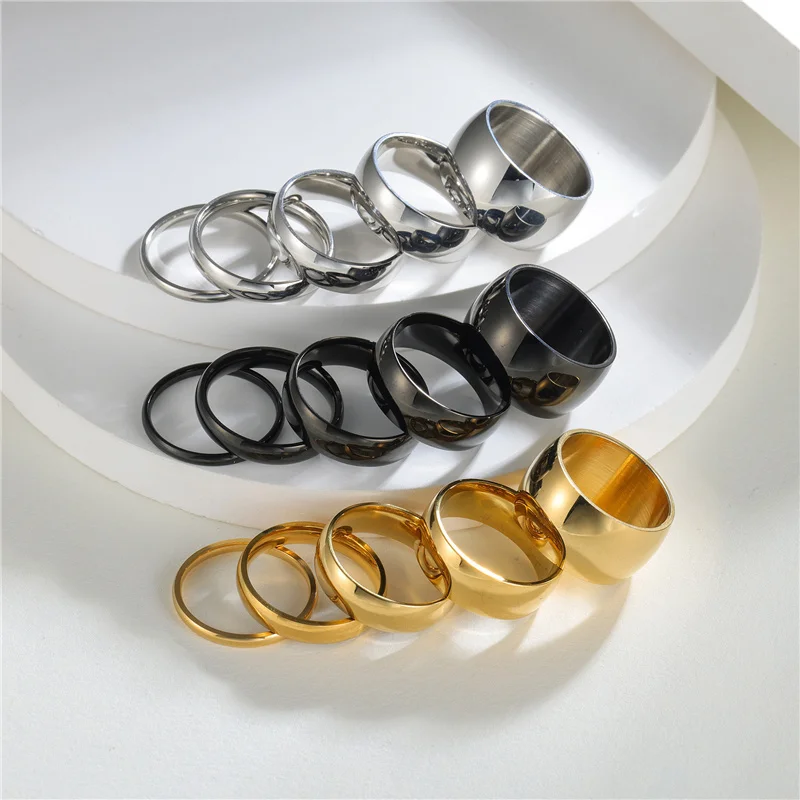 Titanium Steel Couple Rings Stainless Steel Arc Polished Inner-Outer Ball Design Best-Selling Jewelry Rings