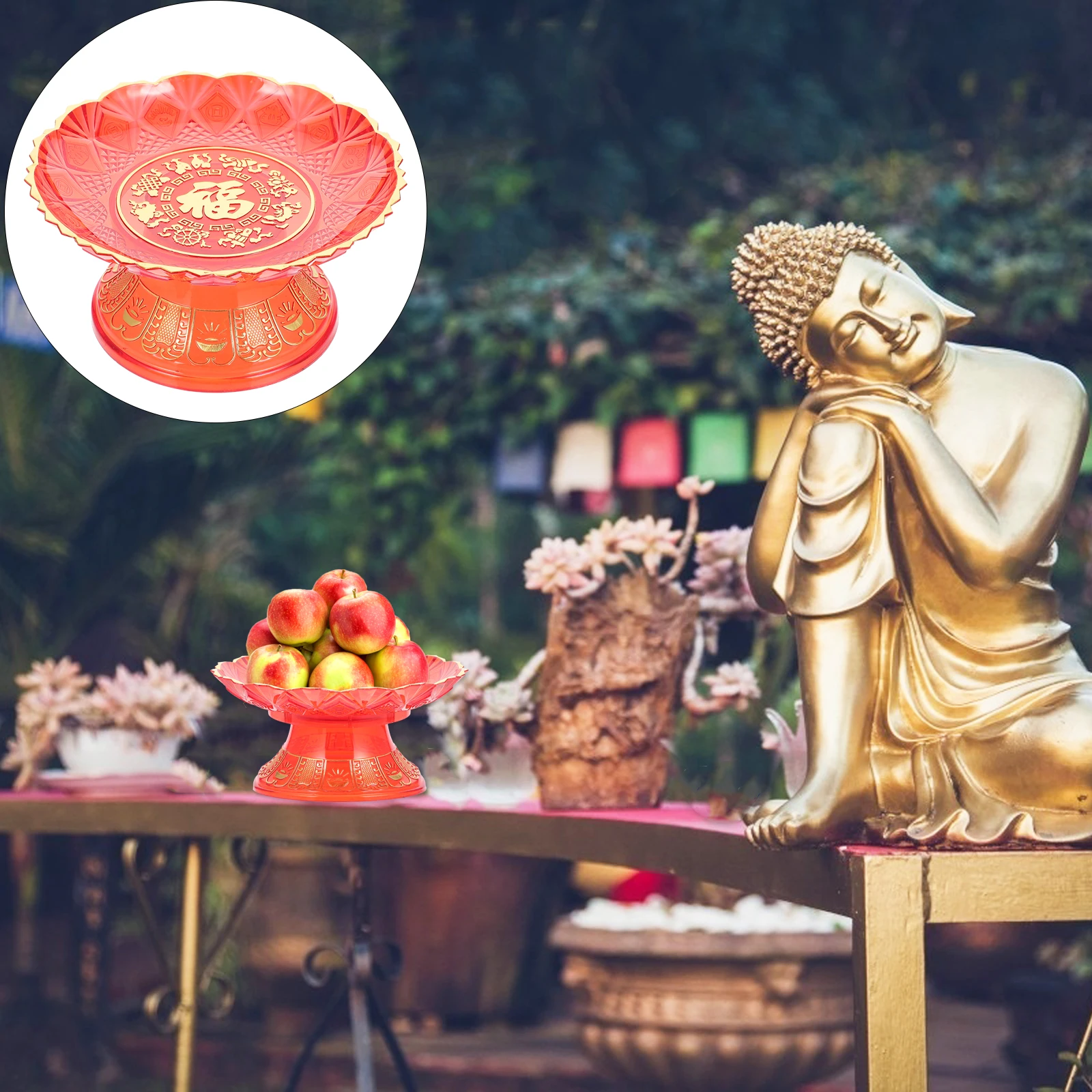 

2 Pcs Fruit Plate Buddha Platter Food Trays for Worship Offering Candy Chinese Plates
